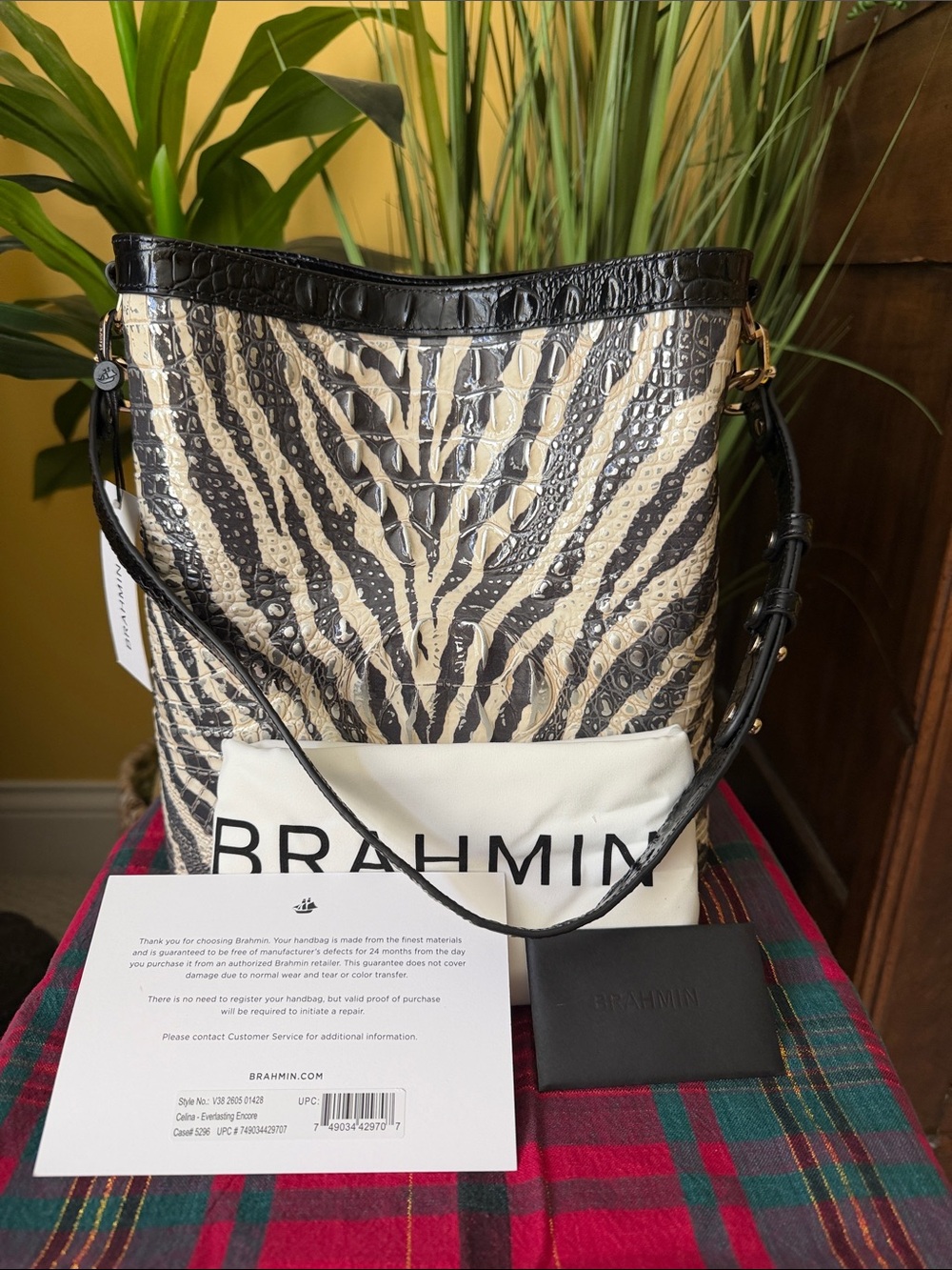 Brahmin Celina Black Silver & Ivory Zebra Shoulder Bag - Everlasting Encore